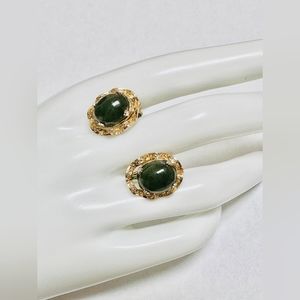 Vintage Sorrento 1/20 12k GoldFilled Clip On Earrings Onyx Filigree GrennDesign